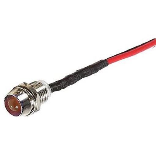 Kontrolka LED červená 24 V, otvor 8 mm, kovová