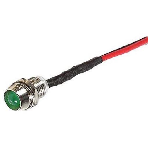 Kontrolka LED zelená 24 V, otvor 8 mm, kovová