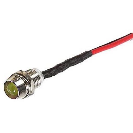 Kontrolka LED 24 V, žlutá, do otvoru 8 mm, kovová