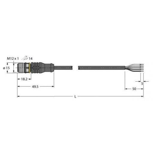 Turck RSC4.5T-2/TEY připojovací kabel pro senzory - aktory, 6629933, piny: 5, 2 m, 1 ks