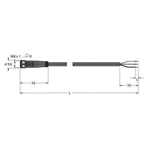 Turck PKG3M-2/TXL připojovací kabel pro senzory - aktory, 6625550, piny: 3, 2 m, 1 ks