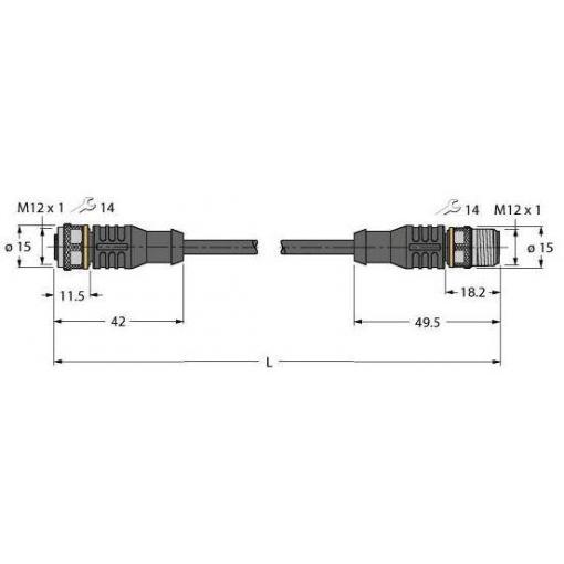Turck RKC4.4T-0.6-RSC4.4T/TXL3013 upravený zástrčkový konektor pro senzory - aktory, 6630917, piny: 4, 0.60 m, 10 ks