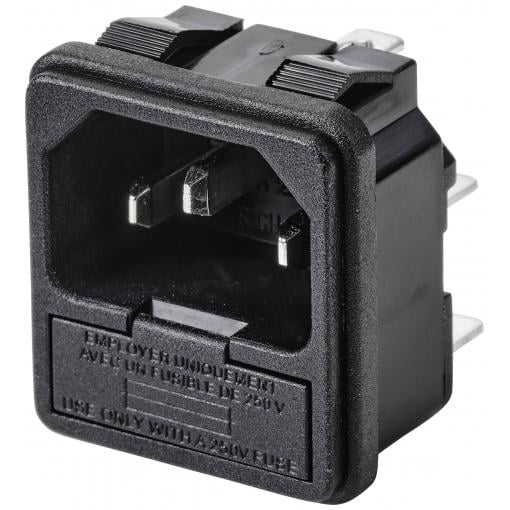 TRU COMPONENTS TC-10088372 IEC zástrčka C13/C14 C14 zástrčka, vestavná rovná Počet kontaktů: 3 10 A černá 1 ks
