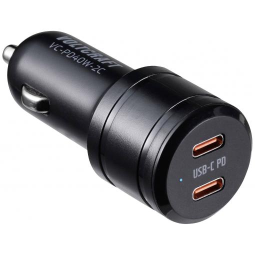 VOLTCRAFT VC-PD40W-2C USB nabíječka, USB Power Delivery (USB-PD) , 2x USB-C®, 40 W, Dodávka energie, černá