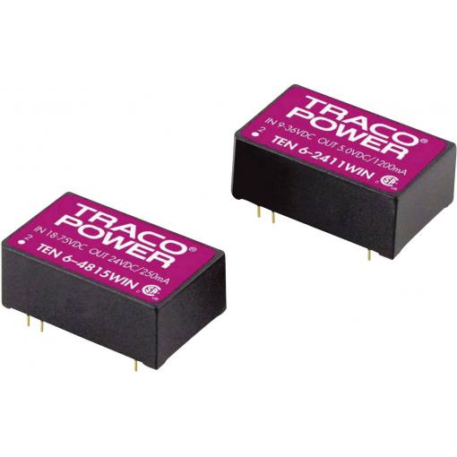 TracoPower TEN 6-4815WIN DC/DC měnič napětí do DPS 48 V/DC 24 V/DC 250 mA 6 W Počet výstupů: 1 x Obsah 1 ks