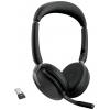 Jabra Evolve2 65 Flex Link380a MS + Ladepad Headset otevřená (On Ear) Bluetooth® stereo černá Potlačení hluku headset, Vypnutí zvuku mikrofonu, regulace