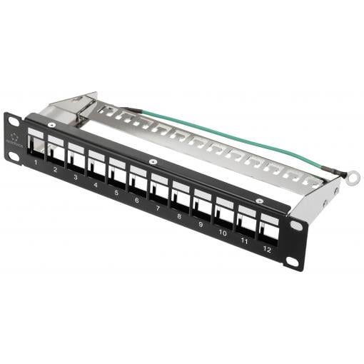 Renkforce RF-4996626 12 portů patch panel 254 mm (10) nevybavený specifikací 1 U černá neosazený