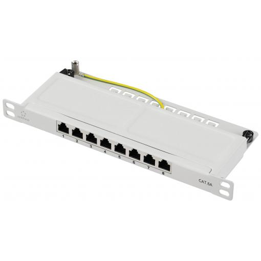 Renkforce RF-4996630 8 portů patch panel 254 mm (10) CAT 6A 0.5 U šedá osazený