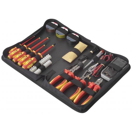 TOOLCRAFT TO-7762929 elektrikář, pro údržbáře sada nářadí v tašce 50dílná S digitálním multimetrem VOLTCRAFT VOLTCRAFT VC-22