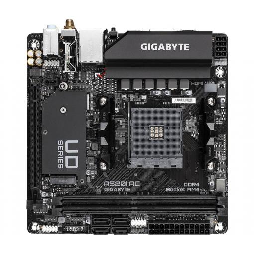 Gigabyte A520I AC Základní deska Socket (PC) AMD AM4 Tvarový faktor Mini-ITX Čipová sada základní desky AMD® A520