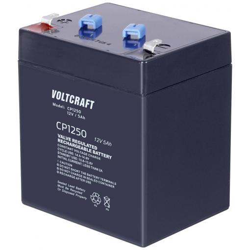 VOLTCRAFT CE12V/5Ah VC-12713985 olověný akumulátor 12 V 5 Ah olověný se skelným rounem (š x v x h) 90 x 107 x 70 mm plochý konektor 4,8 mm bezúdržbové