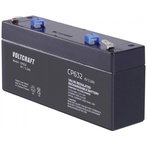 VOLTCRAFT CE6V/3,2Ah VC-12713935 olověný akumulátor 6 V 3.2 Ah olověný se skelným rounem (š x v x h) 134 x 67 x 34 mm plochý konektor 4,8 mm bezúdržbové
