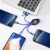 Smrter Nabíjecí kabel USB USB 2.0 Apple Lightning konektor, USB-A zástrčka, USB-C ® zástrčka, USB Micro-B zástrčka 0.15 m modrá hliníková zástrčka, s funkcí