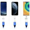 Smrter Nabíjecí kabel USB USB 2.0 Apple Lightning konektor, USB-A zástrčka, USB-C ® zástrčka, USB Micro-B zástrčka 0.15 m modrá hliníková zástrčka, s funkcí