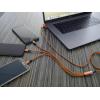 Smrter Nabíjecí kabel USB USB 2.0 Apple Lightning konektor, USB-A zástrčka, USB-C ® zástrčka, USB Micro-B zástrčka 1.20 m oranžová s funkcí OTG, látkový potah