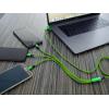 Smrter Nabíjecí kabel USB USB 2.0 Apple Lightning konektor, USB-A zástrčka, USB-C ® zástrčka, USB Micro-B zástrčka 1.20 m zelená s funkcí OTG, látkový potah