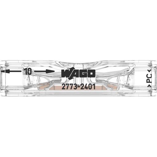 WAGO 2773-2401-100, 2773-2401, průchodková svorka, 0.75-4 mm², kontakty 1, transparentní, Box, 100 ks