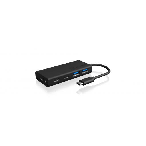 ICY BOX 60511 USB Hub 4 porty USB-A USB 3.0 5 GBit/s s konektorem USB C černá IB-HUB1426-CPD, USB 3.0 Type-C® Hub zu 2x Type-C® und 2x Type-A USB Anschlüssen