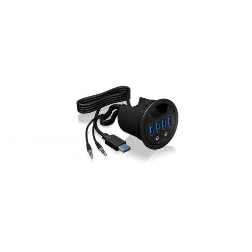 ICY BOX 60303 USB Hub 4 porty USB-A, Audio, 2.0 (3,5 mm jack) USB 3.1 Gen1 5 GBit/s černá