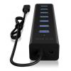 ICY BOX 60257 USB Hub 7 portů USB-A USB 3.0 5 GBit/s s konektorem USB C černá
