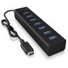 ICY BOX 60257 USB Hub 7 portů USB-A USB 3.0 5 GBit/s s konektorem USB C černá