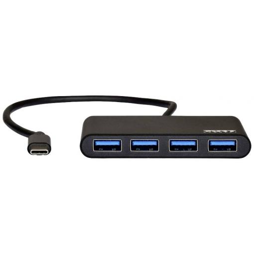 PORT Designs 900123 USB Hub 4 porty USB-A USB 3.0 5 GBit/s s konektorem USB C černá 900123