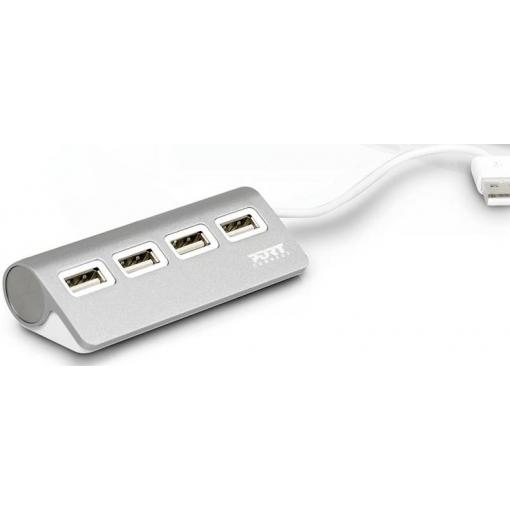 PORT Designs 900120 USB Hub 4 porty USB-A USB 2.0 480 MBit/s šedá, bílá 900120
