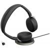 Jabra Evolve2 65 Flex Link380c MS + Ladepad Headset otevřená (On Ear) Bluetooth® stereo černá Potlačení hluku headset, Vypnutí zvuku mikrofonu, regulace