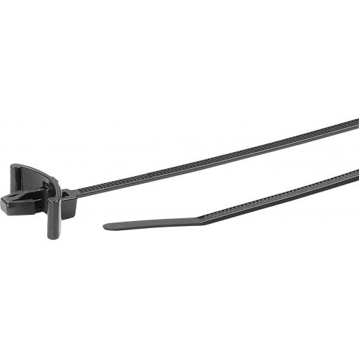 HellermannTyton 126-00417, T18RSF-PA66UV-BK, stahovací pásky, 2.50 mm, 100 mm, černá, s rozpěrnou kotvou, žárově stabilizované , 1 ks