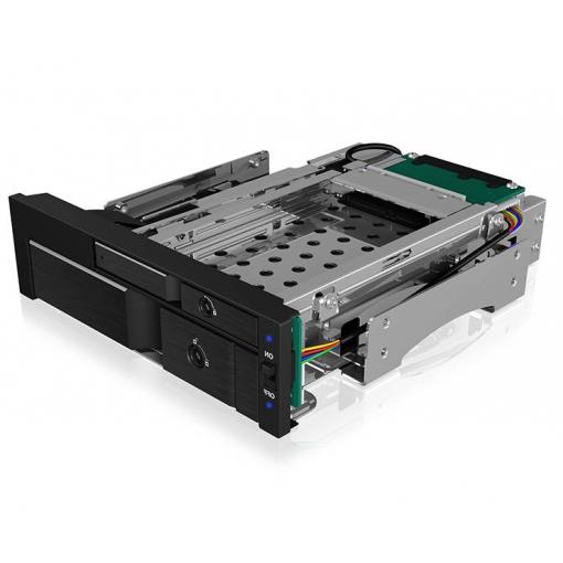 ICY BOX IB-173SSK, ICY BOX 2fach Wechselrahmen für SATA/SAS, 1x 2,5 + 1x 3,5 SATA HDD rámeček na 5,25 pevný disk SATA 6 Gb/s, SAS
