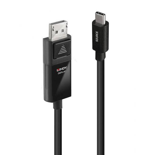 LINDY Kabel pro displeje USB-C® DisplayPort 1.4 USB-C ® zástrčka, Konektor DisplayPort 2.00 m černá 43342