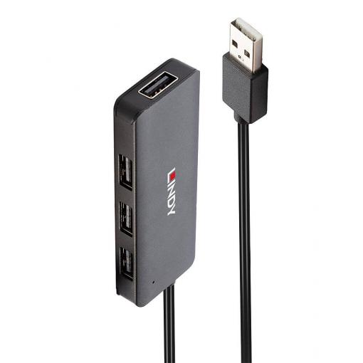 LINDY 42986 USB Hub 4 porty USB-A USB 2.0 480 MBit/s černá 42986