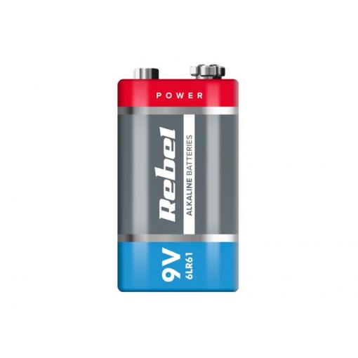 Baterie 9V (6LR61) alkalická REBEL 1ks / shrink BAT0062