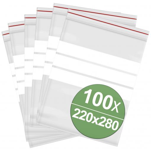 uzavíratelný sáček s popisnými štítky (š x v) 220 mm x 280 mm transparentní polyetylén 100 ks