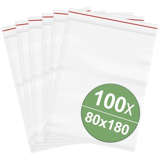uzavíratelný sáček bez popisných štítků (š x v) 80 mm x 180 mm transparentní polyetylén 100 ks