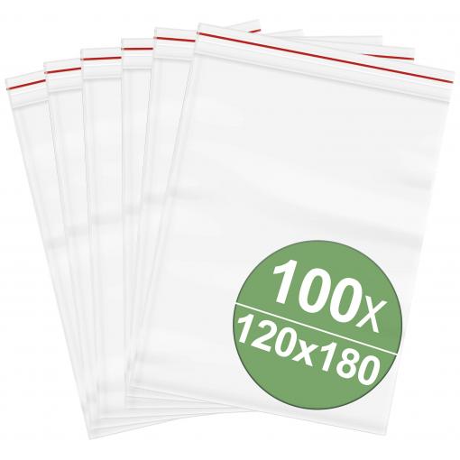 uzavíratelný sáček bez popisných štítků (š x v) 120 mm x 180 mm transparentní polyetylén 100 ks