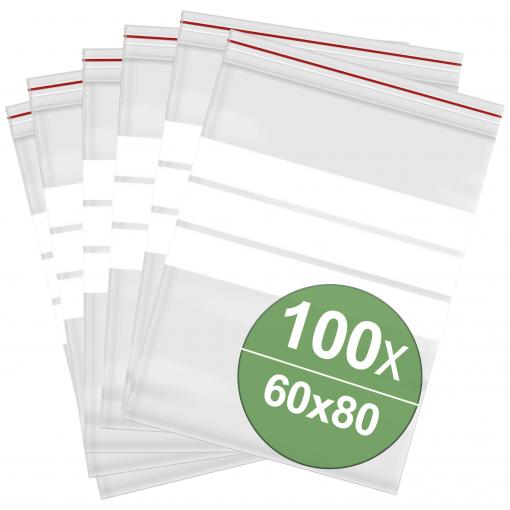 uzavíratelný sáček s popisnými štítky (š x v) 60 mm x 80 mm transparentní polyetylén 100 ks