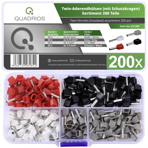 Quadrios 22C483 sada dutinek 0.5 mm², 0.75 mm², 1.0 mm², 1.5 mm² částečná izolace 200 ks
