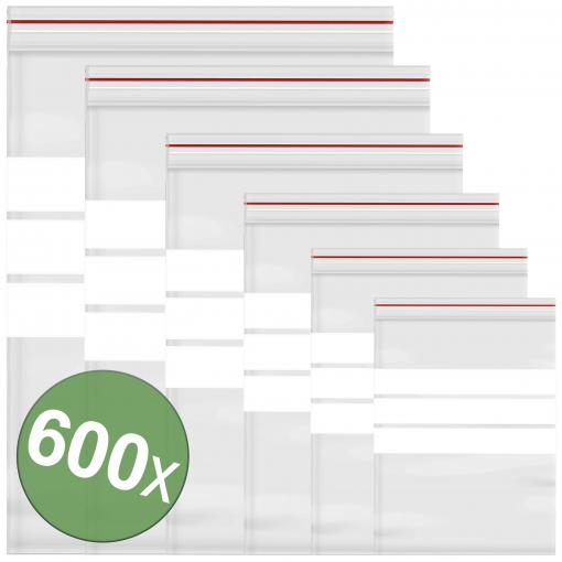 uzavíratelný sáček s popisnými štítky transparentní polyetylén Bag 600 ks