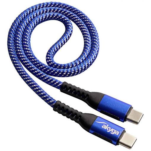 Akyga USB kabel USB 2.0 USB-C ® zástrčka, USB-C ® zástrčka 0.50 m modrá opletený AK-USB-36