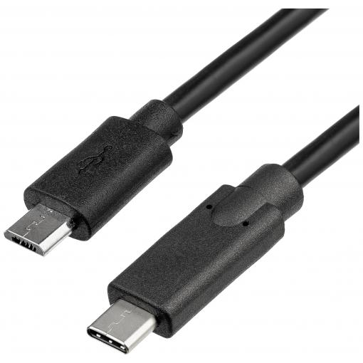 Akyga USB kabel USB 2.0 USB Micro-B zástrčka, USB-C ® zástrčka 1.00 m černá AK-USB-16