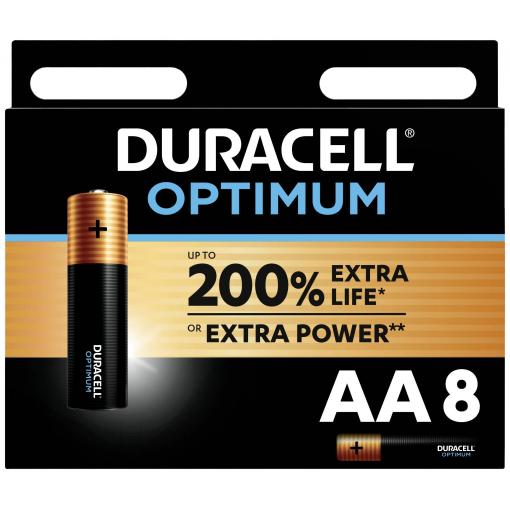 Duracell Optimum tužková baterie AA alkalicko-manganová, 1.5 V, 8 ks