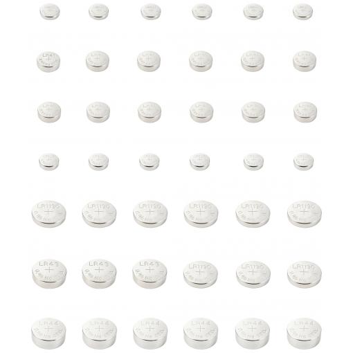 VOLTCRAFT sada knoflíkových baterií 6 x AG1, 12 x AG3, 6 x AG4, 9 x AG10, 3 x AG12, 6 x AG13