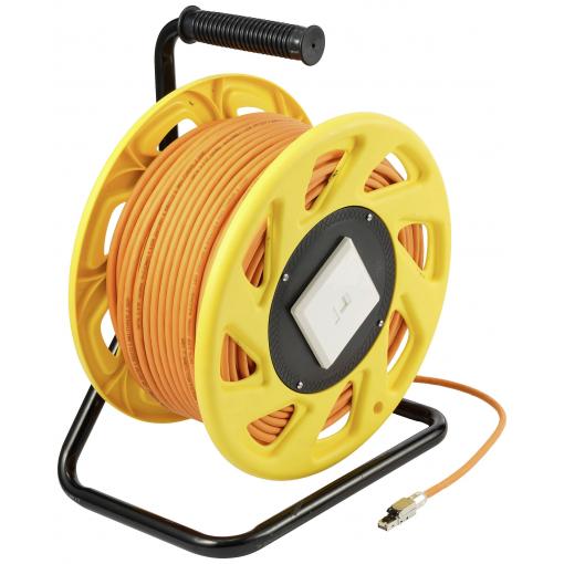 Renkforce RJ45 síťový naviják kabelu CAT 6a (surový kabel CAT 7) S/FTP 90 m oranžová bez halogenů