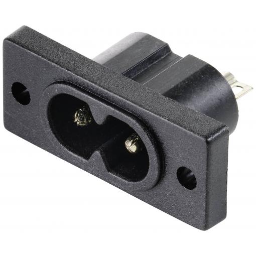 TRU COMPONENTS TC-10475836 IEC zástrčka C13/C14 C8 zástrčka, vestavná rovná Počet kontaktů: 2 2.5 A černá 1 ks