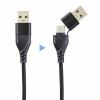 Renkforce Nabíjecí kabel USB USB 2.0 USB-A zástrčka, USB-C ® zástrčka, USB Micro-B zástrčka, Apple Lightning konektor, USB-C ® zástrčka 3.00 m alcantara černá