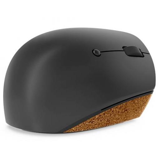 Lenovo Go Wireless Vertical optická ergonomická myš, přenos bezdrátový, 6 tlačítko, 2400 dpi, šedá, dřevo