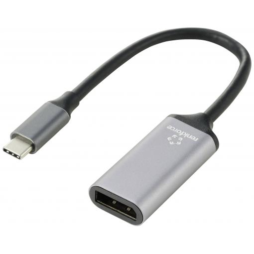 Renkforce USB-C® / DisplayPort kabelový adaptér USB-C ® zástrčka, DisplayPort zásuvka 0.15 m černá RF-5397866 dvoužilový stíněný Kabel pro displeje USB-C®