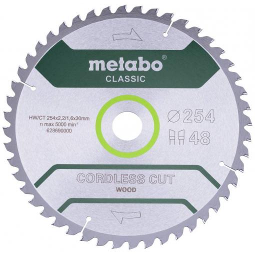 Metabo cordless cut wood - classic 628690000 pilový kotouč 254 x 30 mm Počet zubů (na palec): 48 1 ks