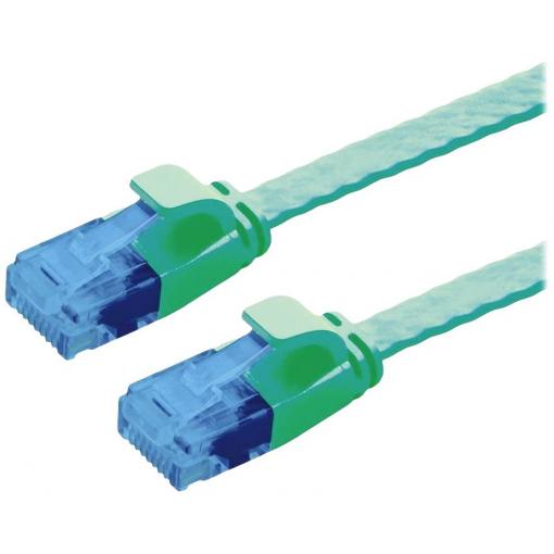 Value 21.99.2045 RJ45 síťové kabely, propojovací kabely CAT 6A U/UTP 5.00 m zelená nestíněný, plochý, pozlacené kontakty 1 ks